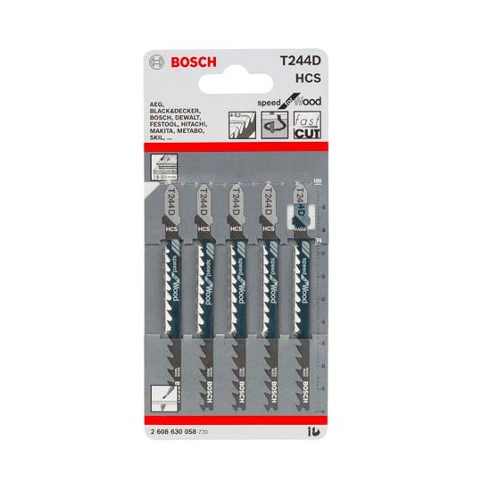 Lưỡi cưa lọng gỗ Bosch - T244D - Bộ 5 lưỡi - 2608630058