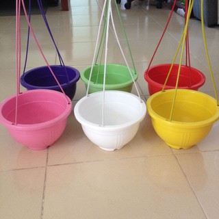 (SÂN VƯỜN) Chậu treo dày dặn 23x14 cm nhiều màu kèm móc treo
