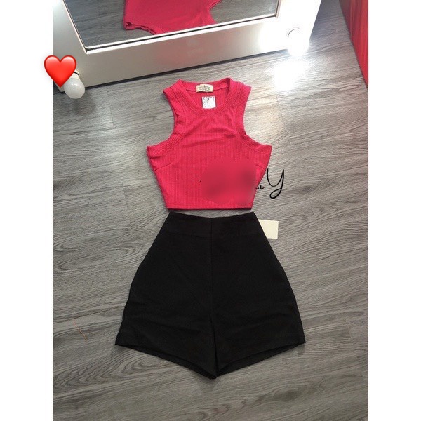 Áo kiểu nữ dáng ngắn ba lỗ sát nách chất thun bozip trơn xinh