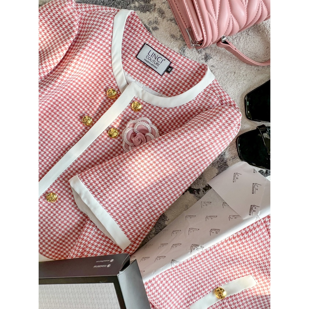 Set Natalie LinCi Couture hồng đính hoa ở ngực