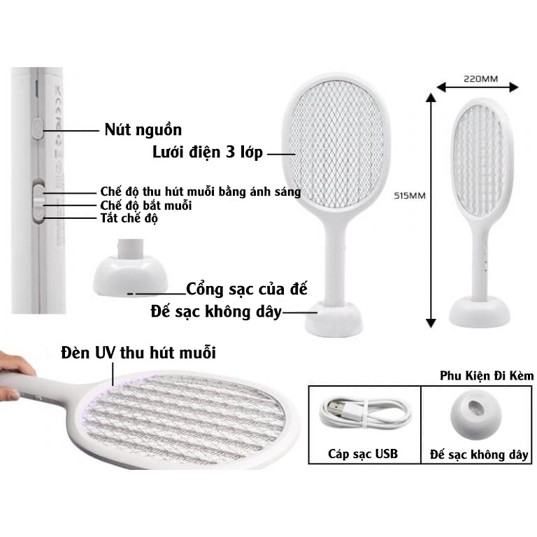 Vợt bắt muỗi / Đèn muỗi đa năng Xiaomi Solove P1  - Pin lâu 2000mAh