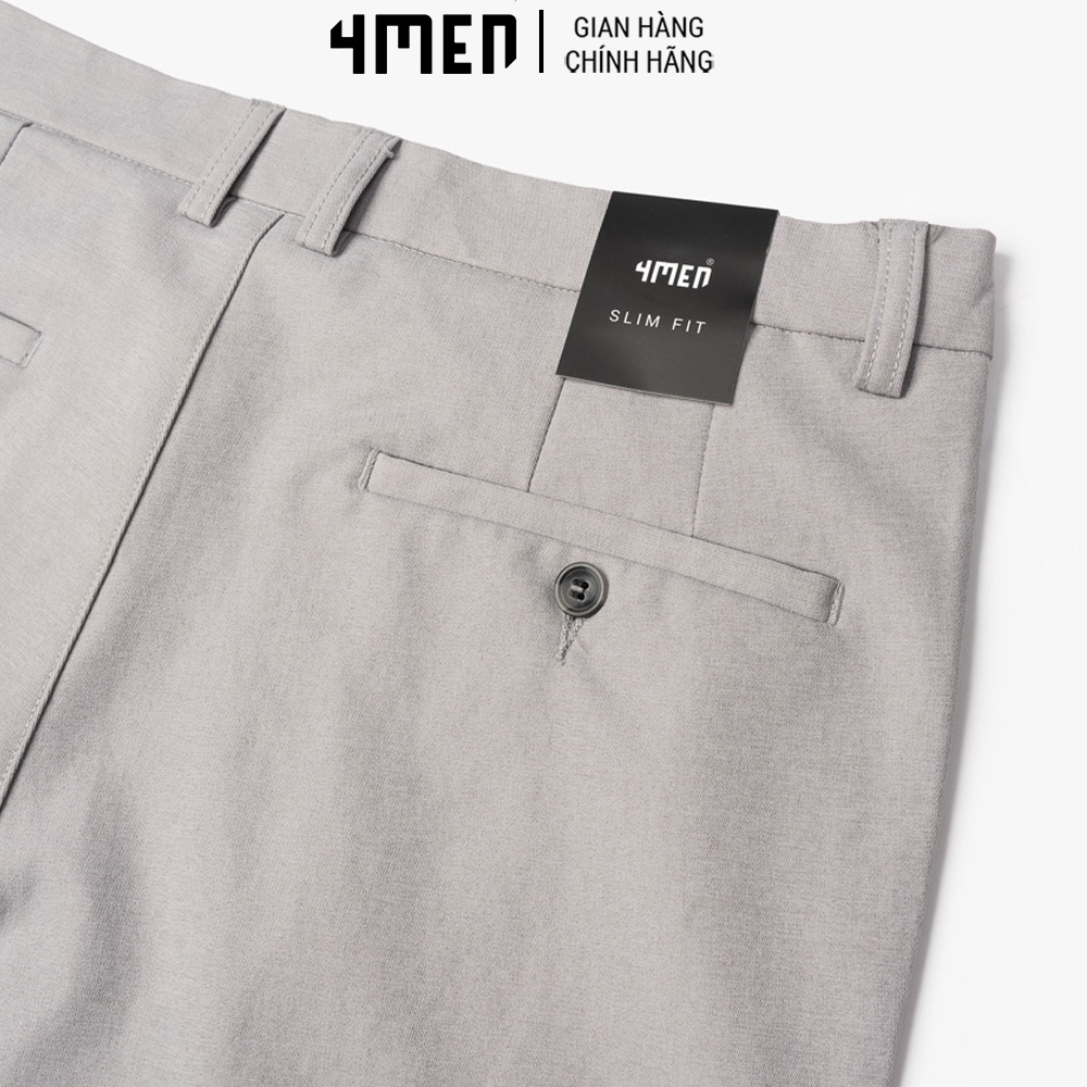 Quần Short Nam Trơn Slimfit 4MEN QS028 nút basic, đùi nam vải kaki mềm mại, chống nhăn, thoáng mát, trẻ trung