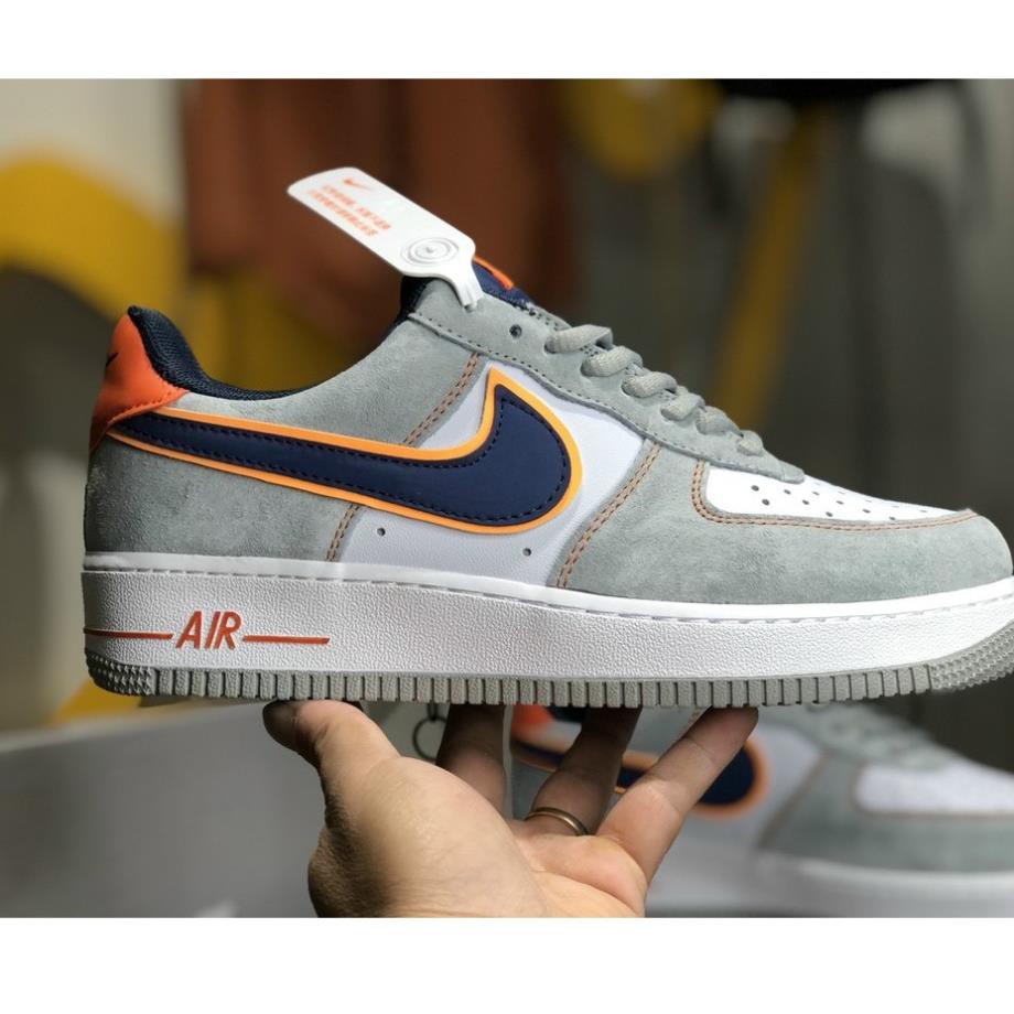 Giày thể thao AF1 xám gót cam, móc xanh bản cao cấp. | BigBuy360 - bigbuy360.vn