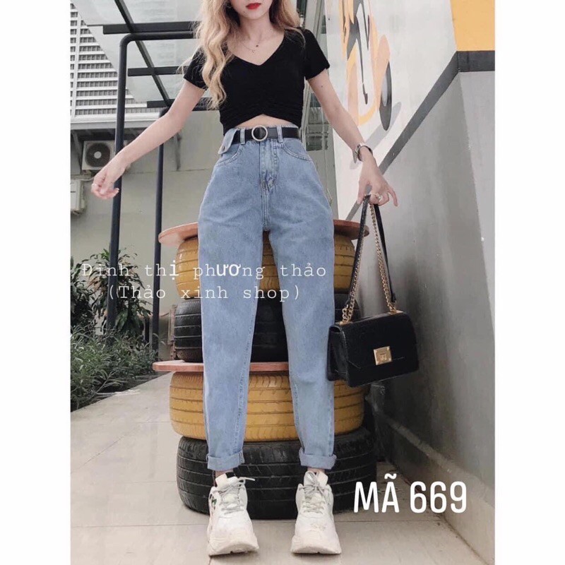 Quần bagy bò túi trước