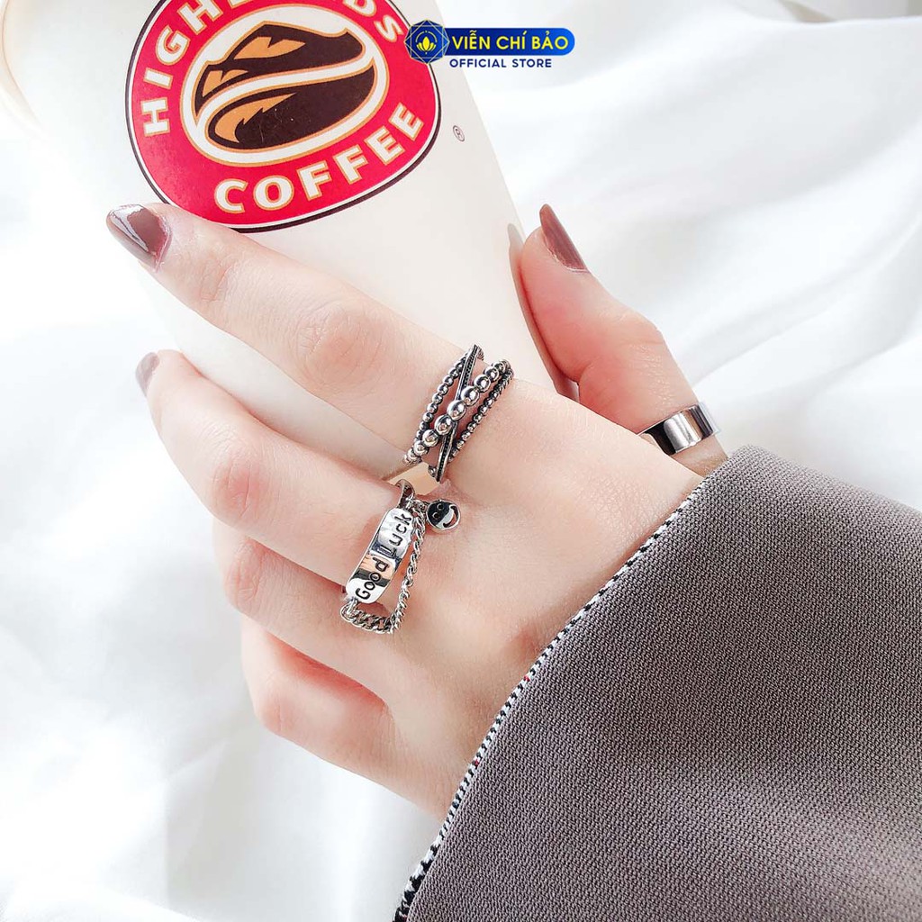 Nhẫn bạc nữ họa tiết Mặt cười chất liệu bạc Thái s925 thời trang phụ kiện trang sức nữ Viễn Chí Bảo