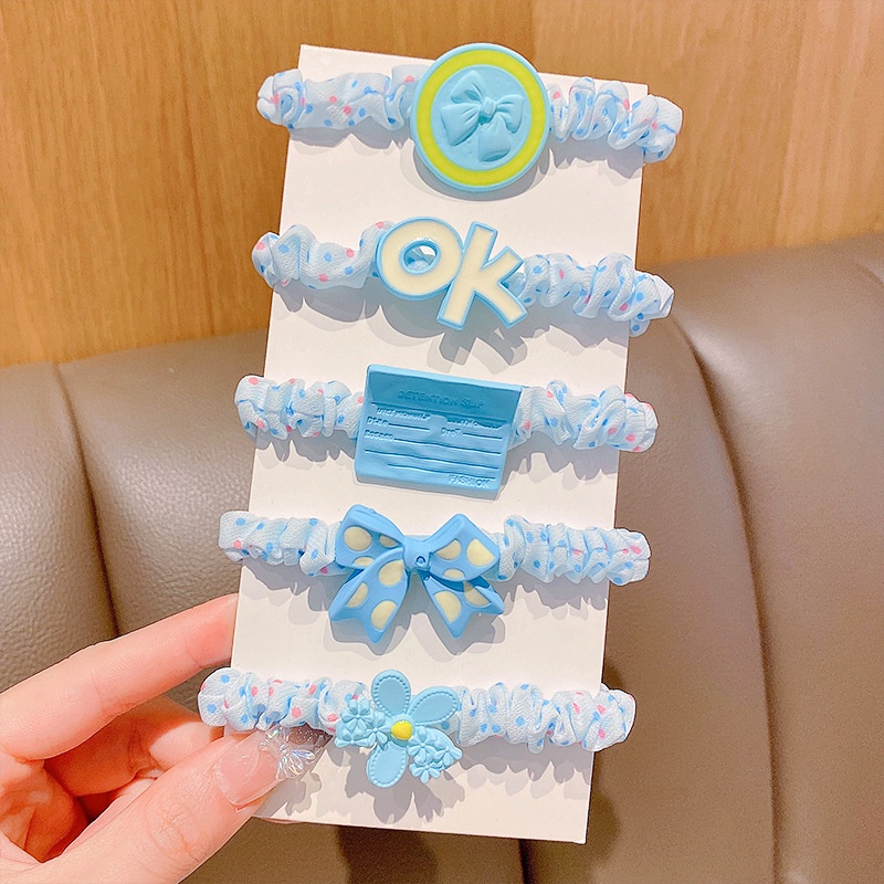 Bộ 5 Dây Cột Tóc Nhiều Màu Sắc Phong Cách Hàn Quốc Thời Trang Cho Bé Gái