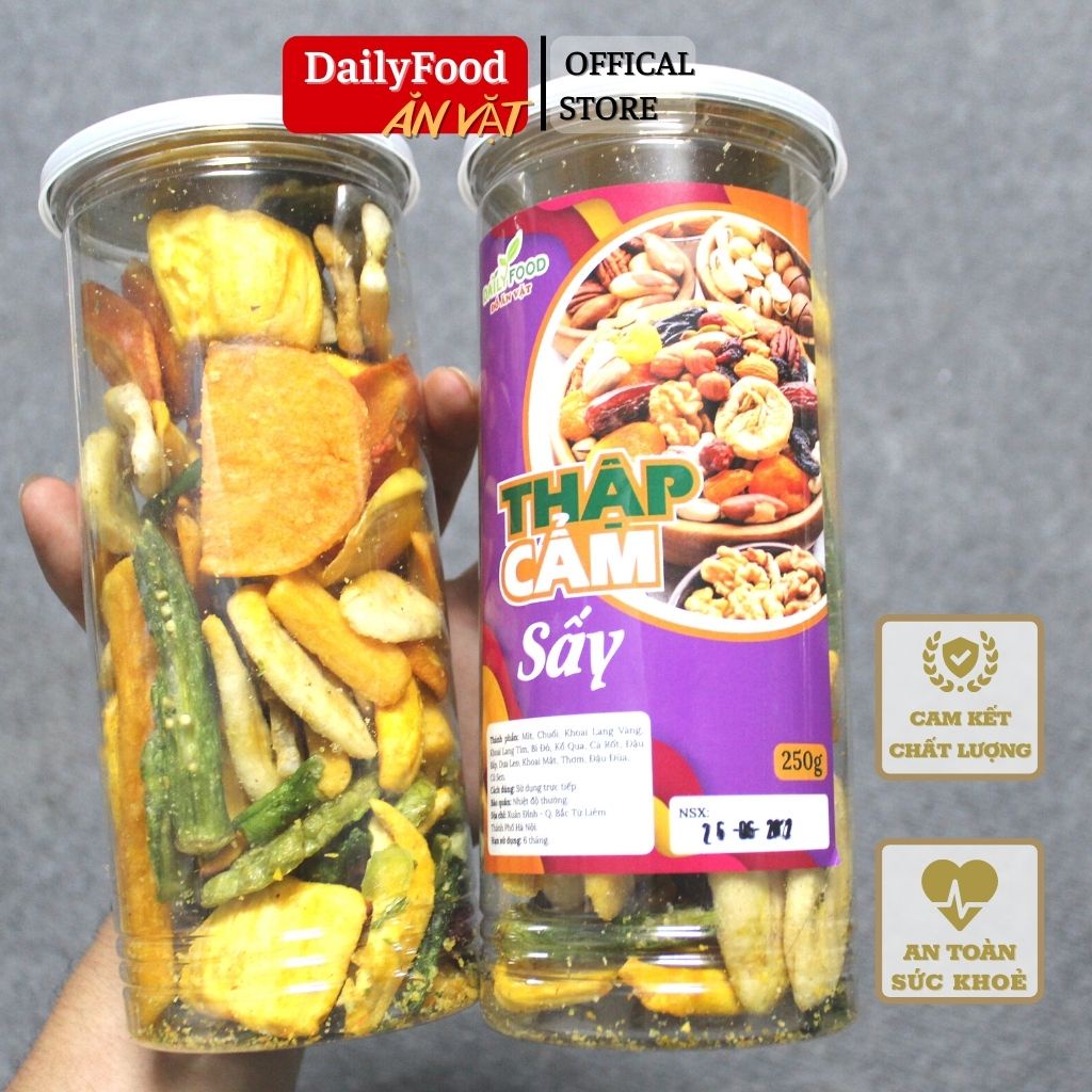 Trái cây thập cẩm sấy khô DailyFood chính hãng đồ ăn vặt dùng trực tiếp như Snack vừa ngon vừa rẻ