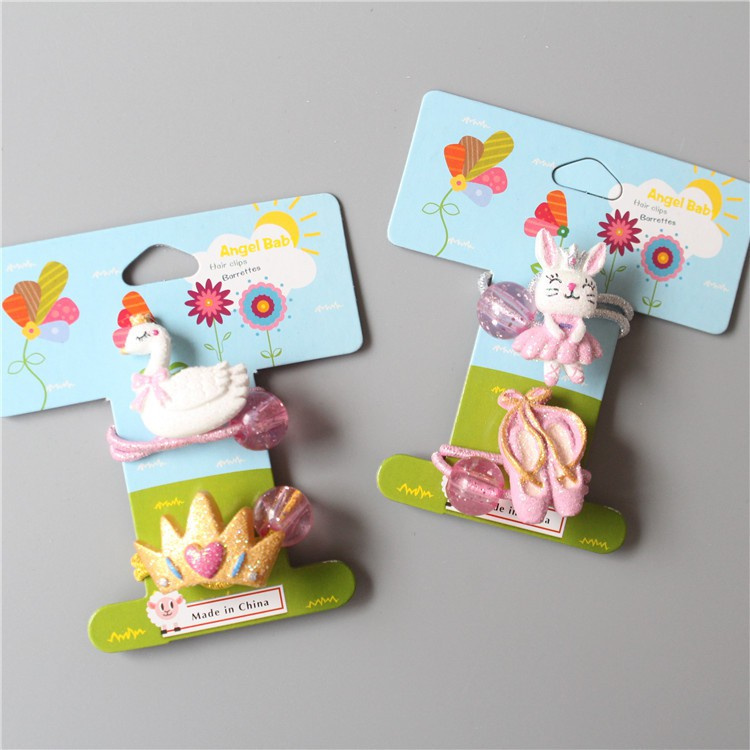 Set 2 Dây Cột Tóc Hình Vương Miện / Tai Thỏ / Thiên Nga Mới Cho Bé Gái