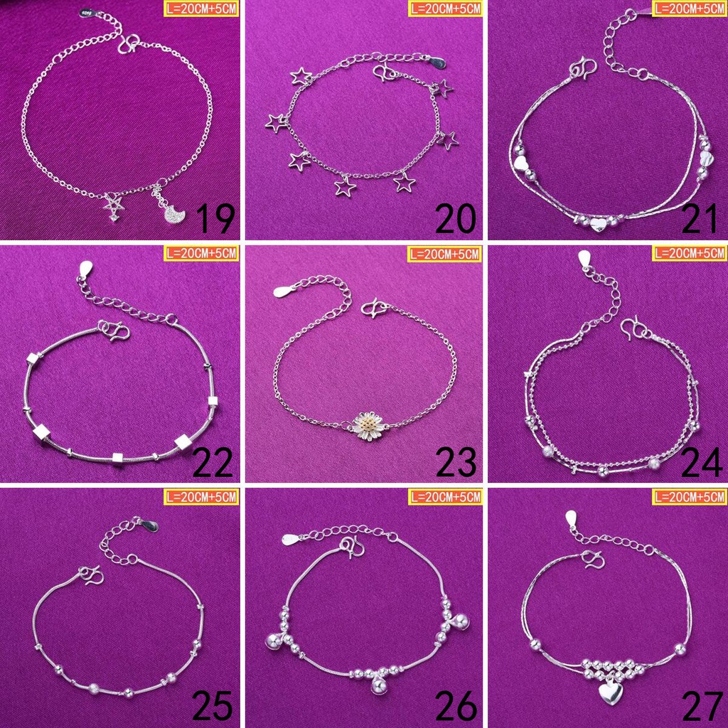 50 vòng chân bạc 925 trang sức thời trang hàn quốc Jl001