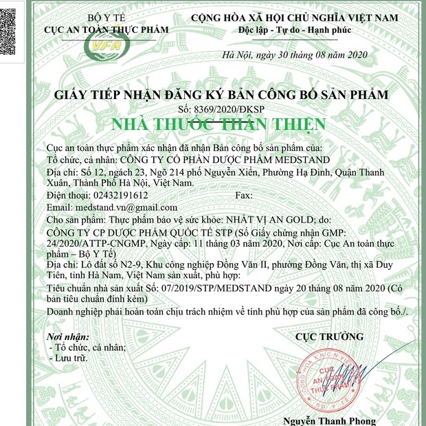 NHẤT VỊ AN GOLD – Hỗ trợ trung hòa acid, giảm nóng rát thượng vị, bảo vệ niêm mạc dạ dày (15 gói)