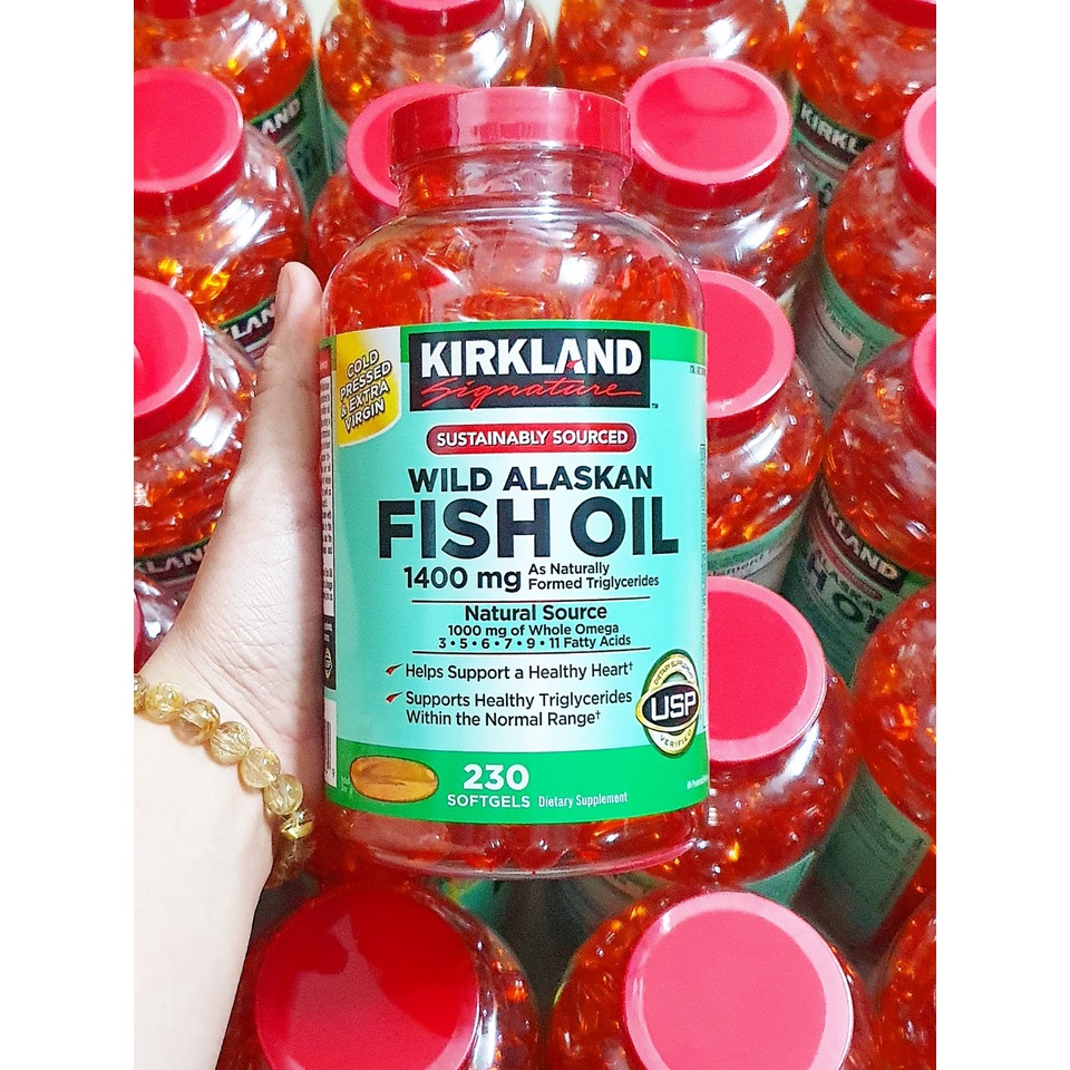 Dầu cá Omega tổng hợp Kirkland Signature Wild Alaskan Fish Oil 1400 mg chai 230 viên của Mỹ