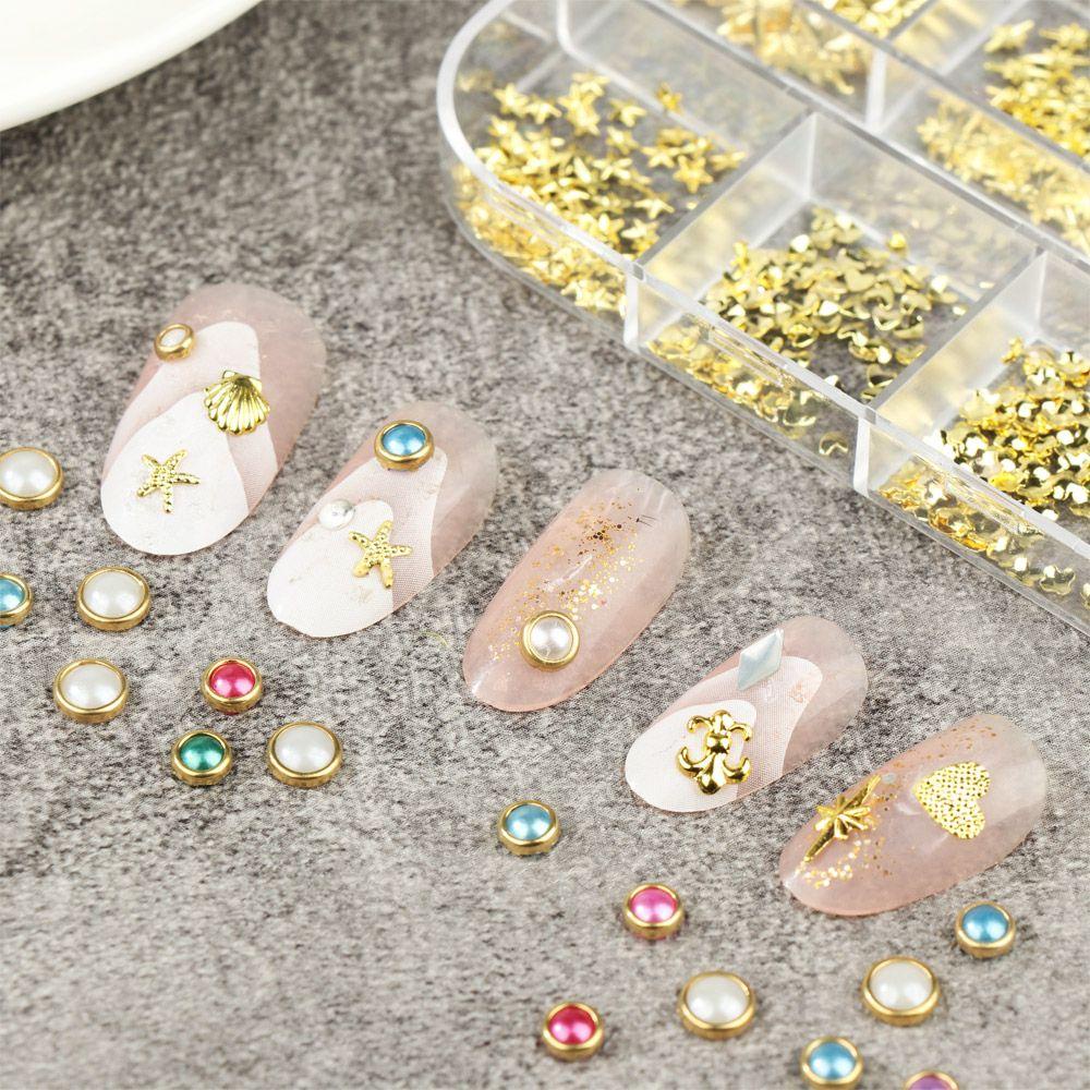 Phụ kiện kim loại trang trí móng tay 3D bằng kim loại kiểu dáng hỗn hợp thời trang DIY