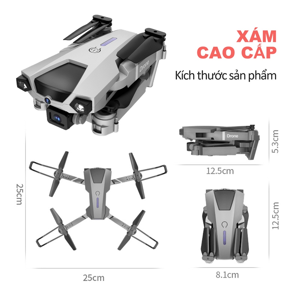 Flycam P5 Pro , máy bay camera 4K , Giá Rẻ Điều Khiển Từ Xa Quay Phim , Chụp Ảnh Chống Rung, Kết Nối WIFI 5G Có Tay Cầ