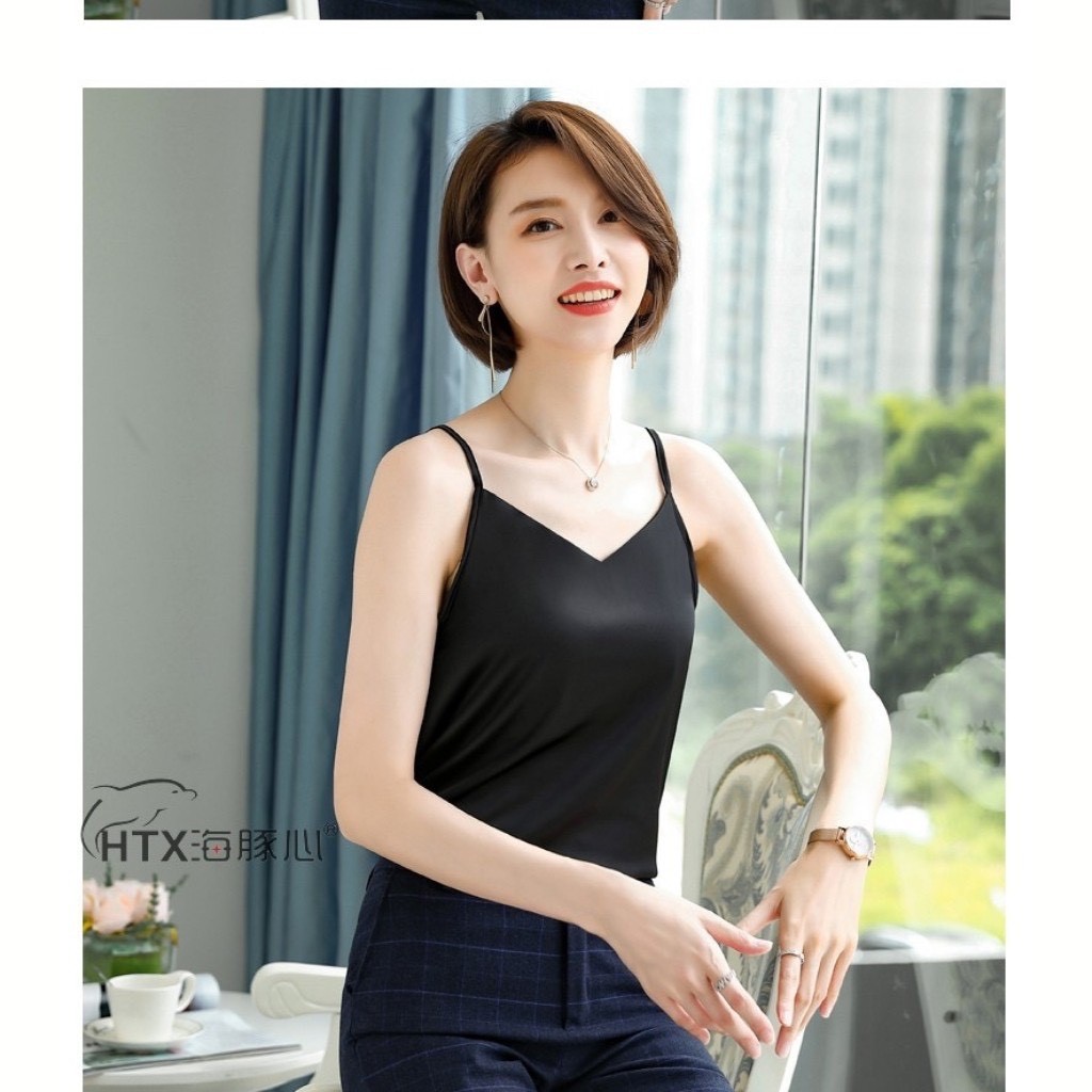 Áo 2 Dây Nữ Lụa Cổ Tim Hàng Cao Cấp - Siêu Hot 2021