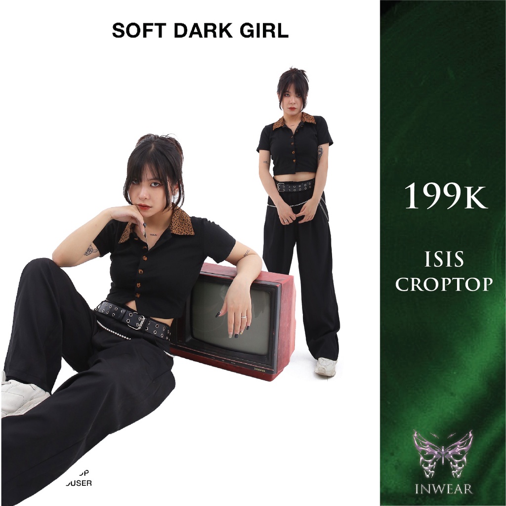 Áo Croptop Cổ Da Beo Cúc Bọc Chất Thun Thiết Kế Inwear - 𝑰𝒔𝒊𝒔 𝑪𝒓𝒐𝒑𝒕𝒐𝒑