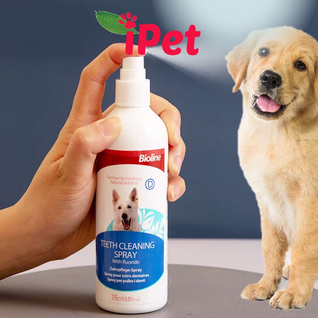 Chai xịt thơm miệng Bioline Teeth Cleaning Spray sạch răng cho thú cưng chó mèo 175ml - iPet Shop