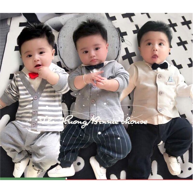 Body công tử cotton thu đông mềm mịn, set body cho bé trai