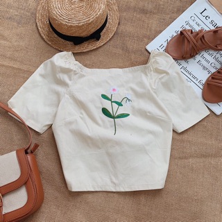 ÁO CROPTOP THÊU HOA (KÈM HÌNH THẬT)