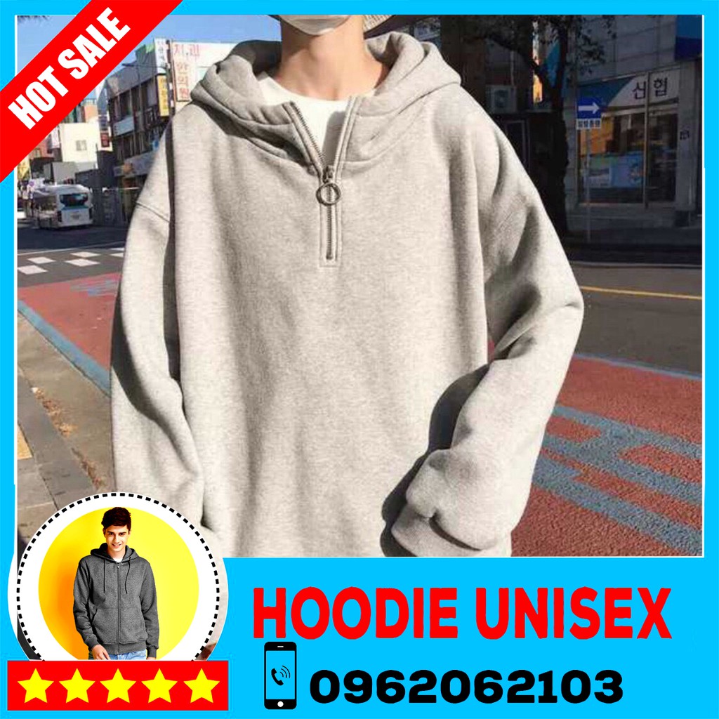 (HOOIDE) Áo Hoodie Trơn Phối Zip 3 Màu 4size M,L,XL,XXL ( kèm ảnh thật ) | BigBuy360 - bigbuy360.vn