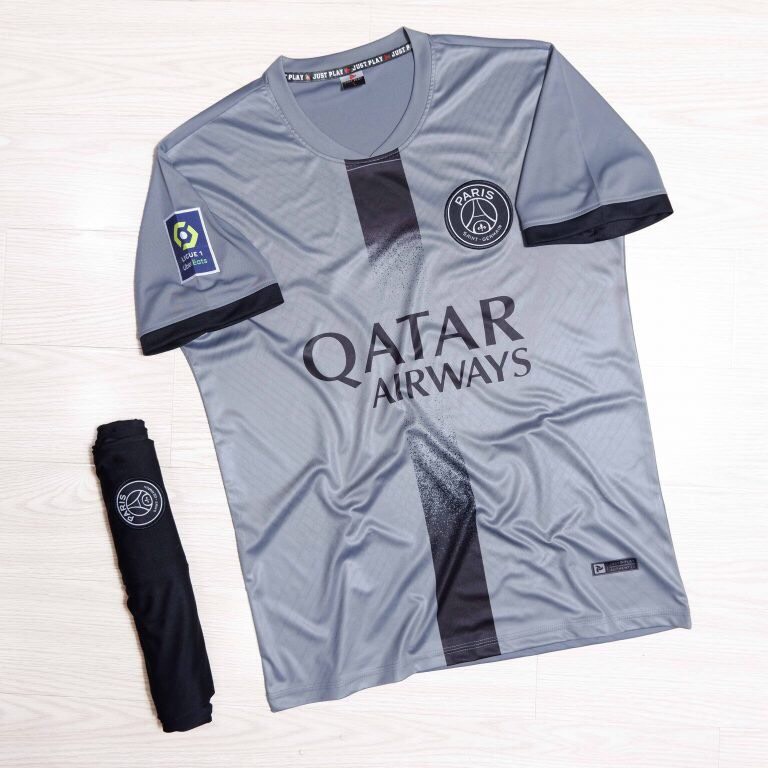 Quần áo bóng đá, đồ đá banh, áo đá bóng PSG, CLB Paris Xám 2023 - Chất thun lạnh cao cấp, thấm hút tốt