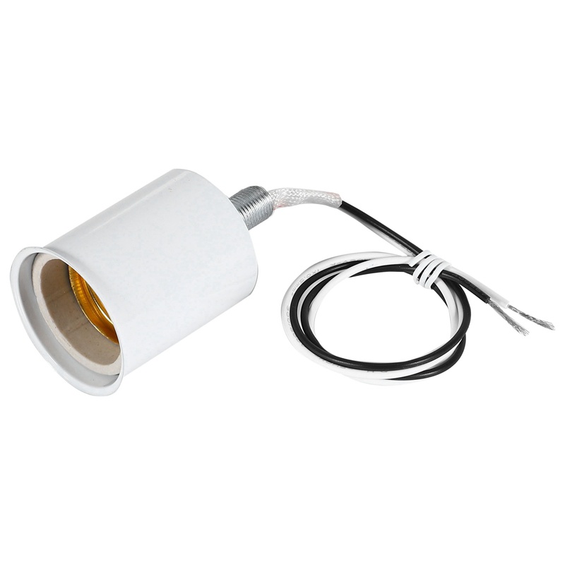 Giá Đỡ Bóng Đèn LED E27 Hình Tròn Bằng Sứ + Kim Loại Kèm Dây
