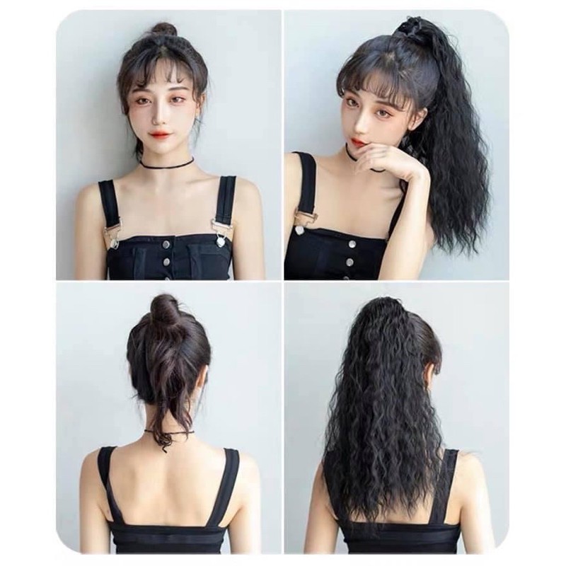 Tóc giả nữ 😻FREESHIP😻tóc cột xù mì lửng 40cm- 0022 lửng