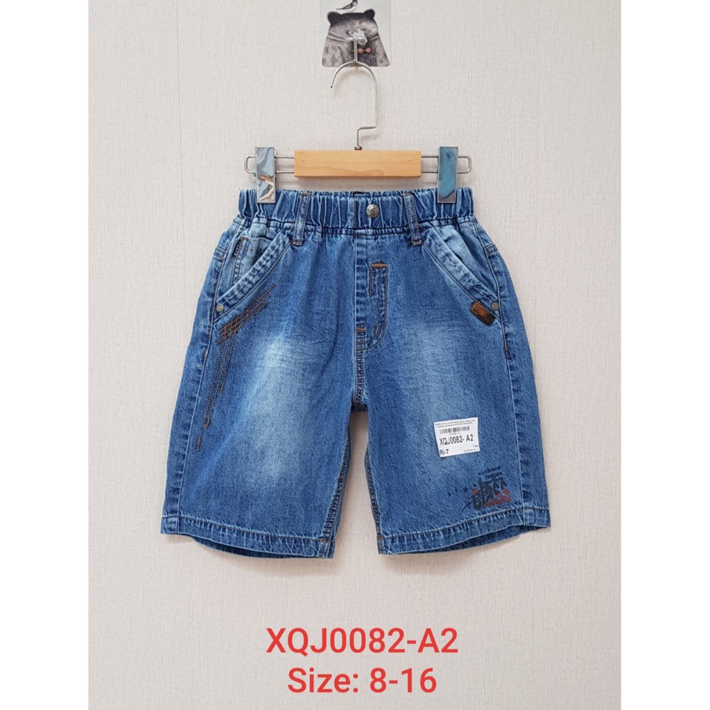 XQJ0082-A2 - Quần Jean bé trai, short, jeans cotton, màu xanh nhạt, hiệu KiKids, size to 8t-16t, ri7 - Hàng Made In VN