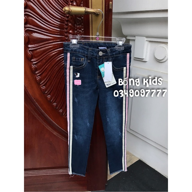Quần Jean Bé Gái Gấu Tua Rua