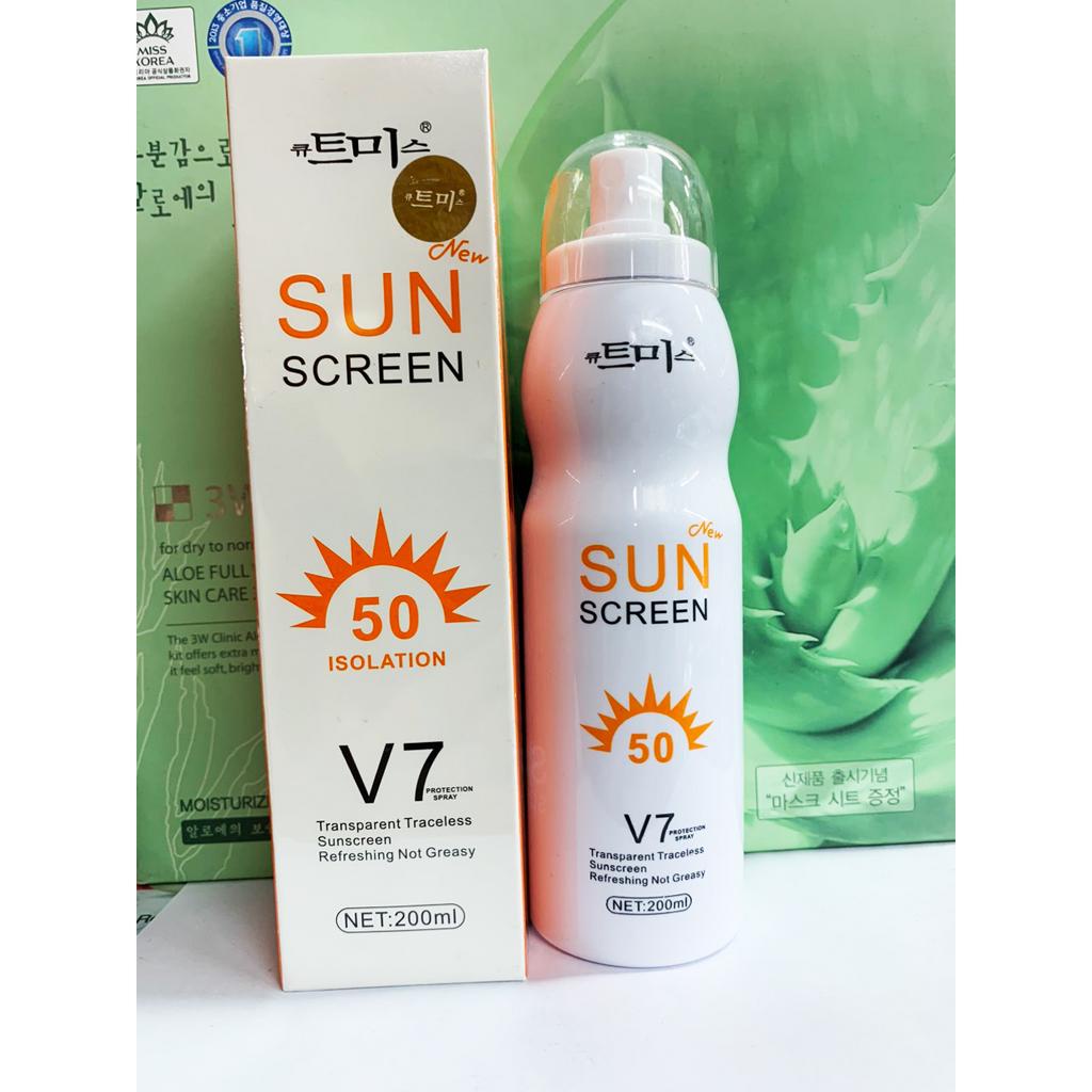 Xịt chống nắng trắng da Sun Screen V7 nâng tone chống nước không bết dính SPF50 - BVA