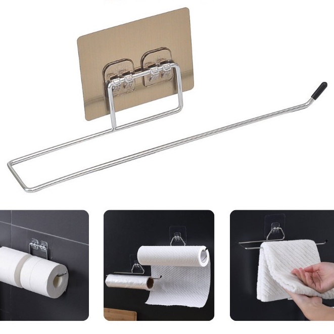 Thanh, Móc Inox Treo Giấy Vệ Sinh, Cuộn Giấy, Khăn Lau Nhà Bếp Dán Tường Siêu Chắc 88304