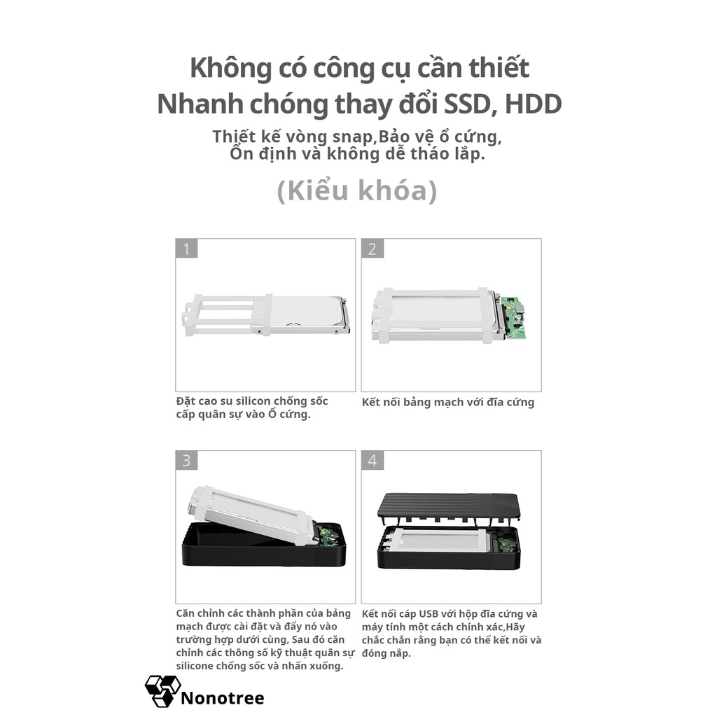 Hộp đựng ổ cứng Faspeed HDD SSD BOX, 2.5 inch 7/9.5mm SATA3, hỗ trợ 6TB, USB 3.0, nắp trượt, khóa - Sản phẩm chính hãng | BigBuy360 - bigbuy360.vn