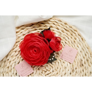 Hoa cài áo handmade - mẫu thiết kế hoa voan kép size to cài áo dài, váy, sơ mi