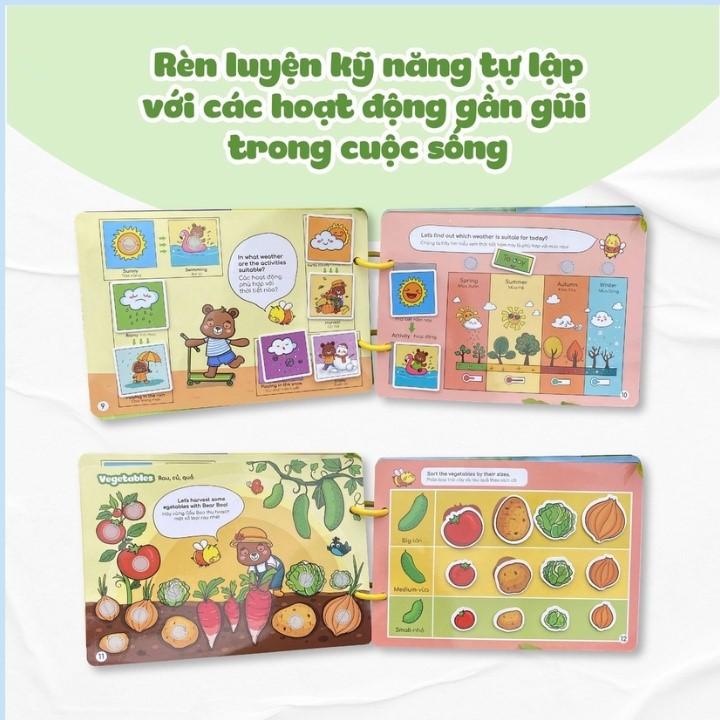 Học Liệu Bóc Dán Beezyi Book [Phần 2] - Học Cùng Gấu Boo - Cho Bé Từ 2 Tuổi Lalala Baby - Song Ngữ Anh Việt - Timikid
