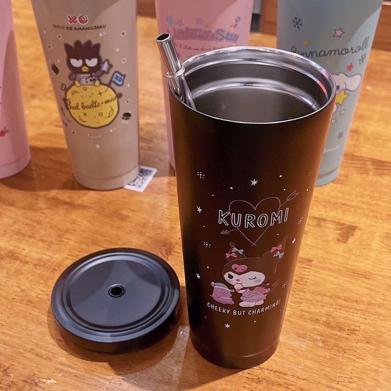 Bình Ly giữ nhiệt in hình Cinnamonroll , My Melody , Kuromi , Snoopy , Badte-Maru , Hello Kitty dung tích 750ml