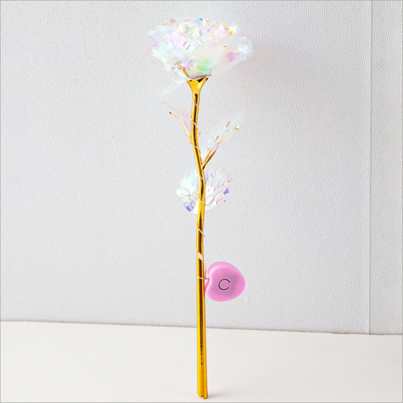 Hoa hồng giả lá vàng 24K có đèn led/không có đèn led độc đáo làm quà tặng