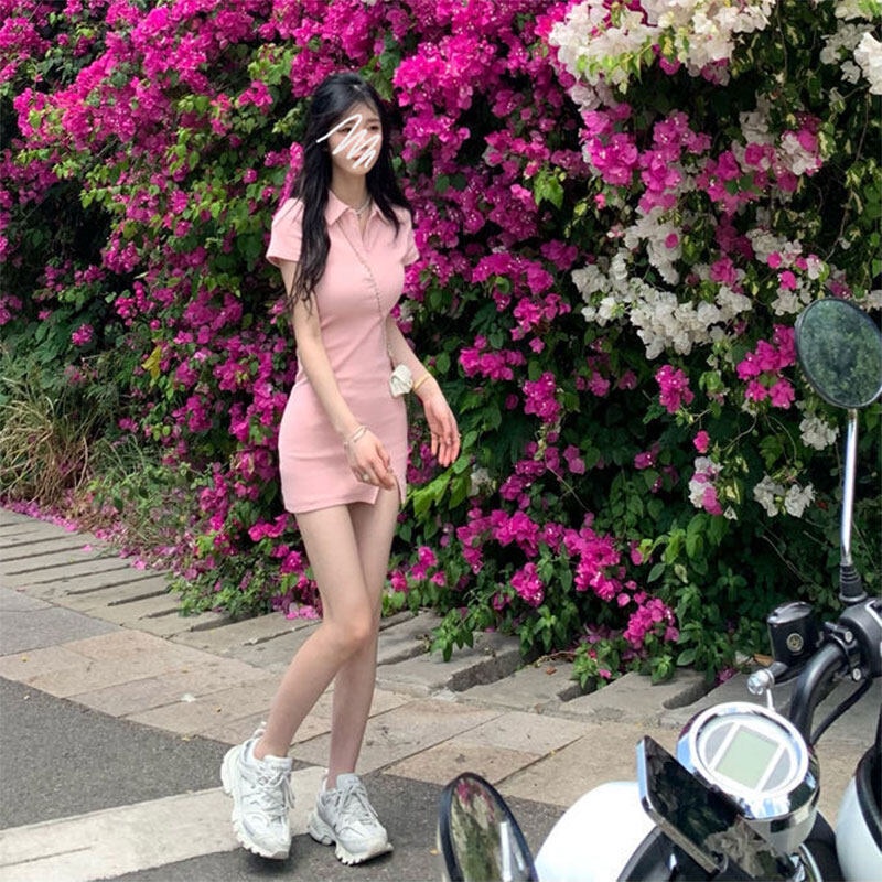 Đầm YEYA tay ngắn cổ polo ôm dáng thời trang quyến rũ cho nữ