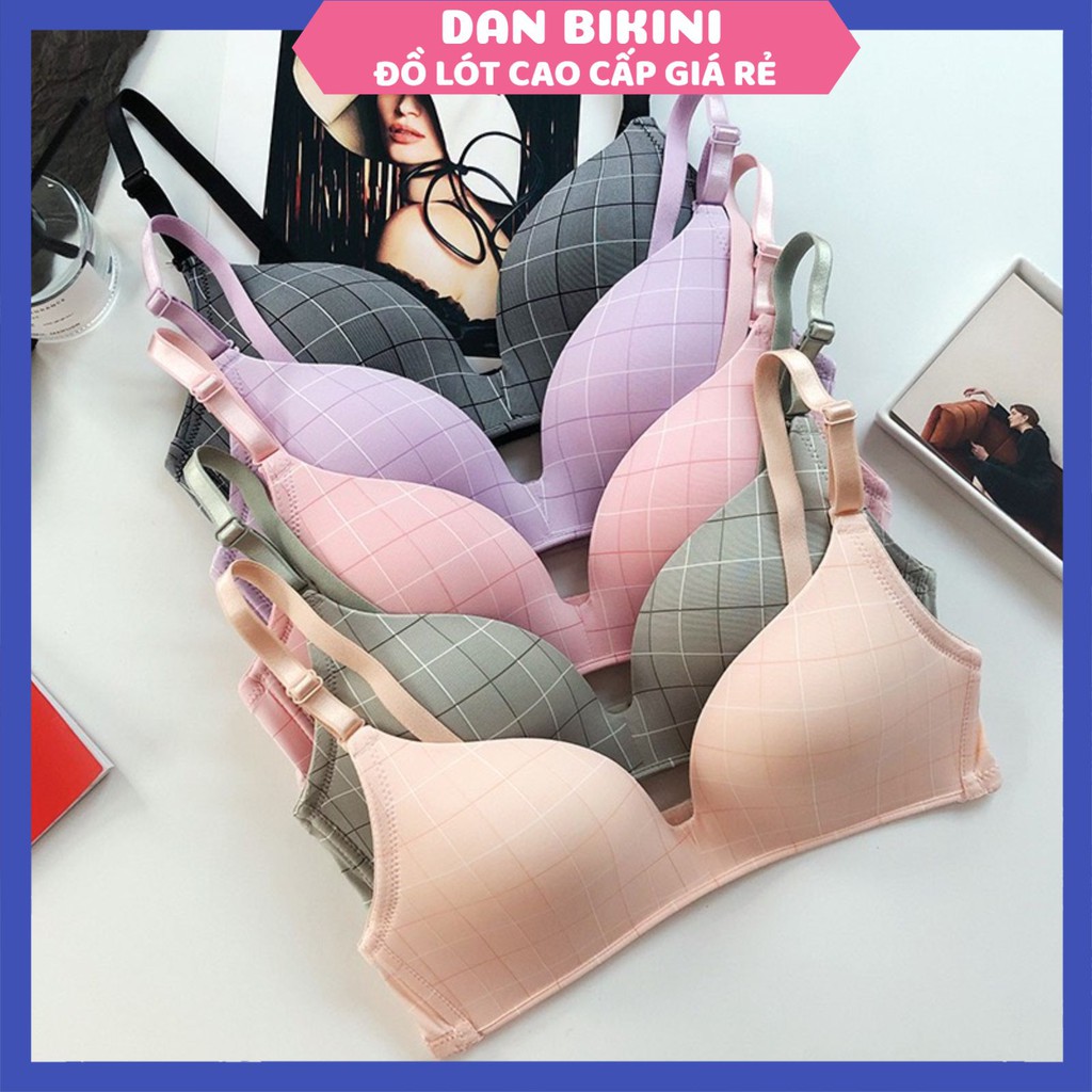 Áo Lót Nữ Nâng Ngực - Áo Ngực Nữ đúc su kẻ không gọng ôm ngực AL07