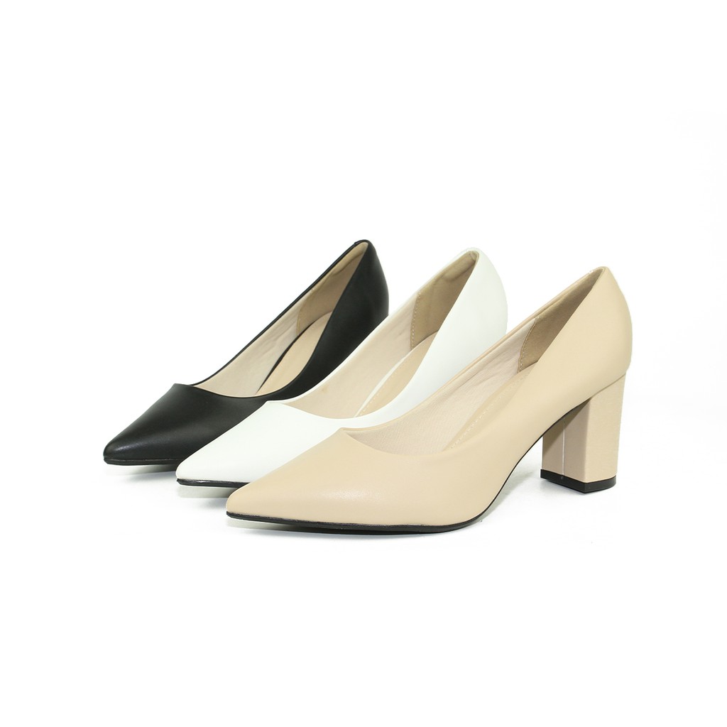 Giày cao gót 7p đế vuông mũi nhọn da mềm chuẩn VNXK HANO 2677