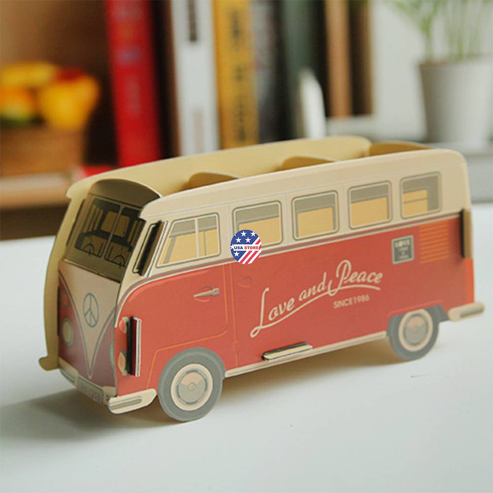 Hộp Đựng Bút - Hũ Đựng Học Sinh - Ghép Hình Xe Bus/Xe Máy