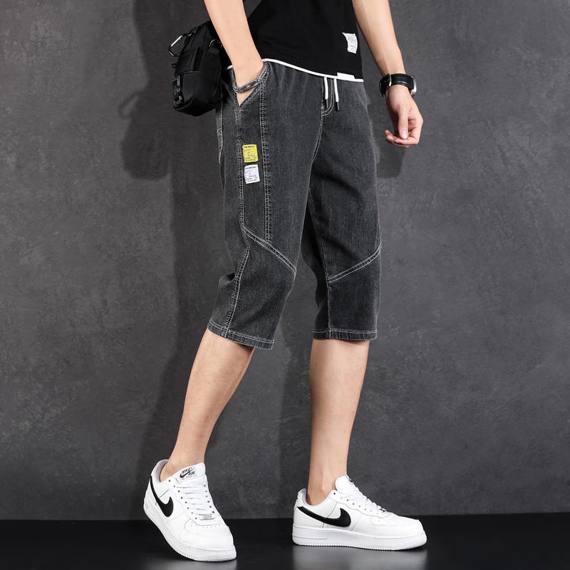 Quần short jean lửng dáng mỏng cỡ lớn thời trang mùa hè giản dị cho nam