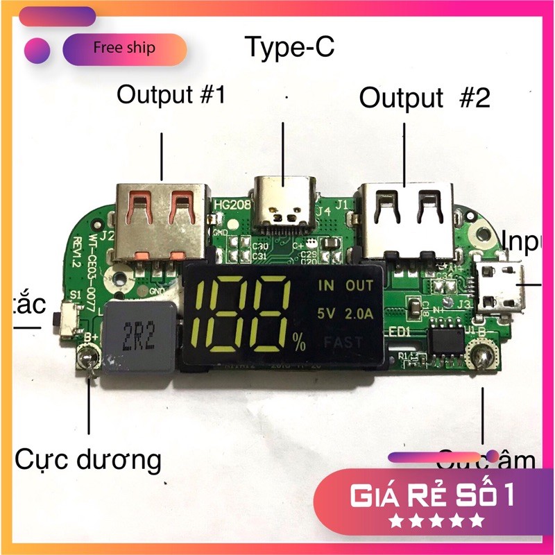 ✔️Mạch Sạc QC3.0/PD 18W Xịn Sò ✔️ Led + Chip sạc smart SW6106 3 cổng out 5v/9v/12v-3A/2A/1.5A