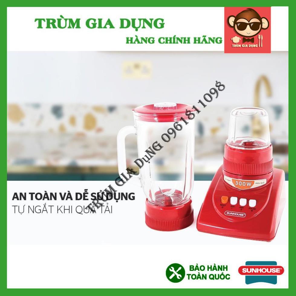 Máy xay sinh tố thủy tinh, máy xay sinh tố Sunhouse SHD5115, bảo hành toàn quốc, lưỡi dao sắc bén.