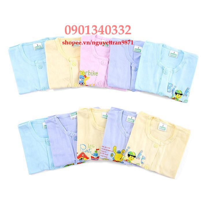 🎯KHUYẾN MÃI 99k.🎯 Combo 5 áo tay dài + 5 quần dài cotton bé Bosini(áo cúc giữa màu)(2-18kg)