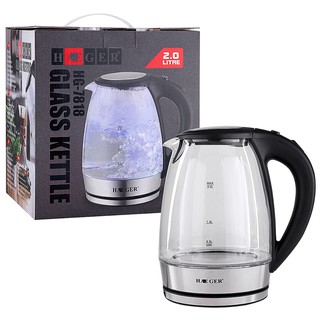 Ấm siêu tốc thủy tinh cao cấp 2 lít  Haeger  2000W sôi nhanh ,có lưới lọc chống chàn nước khi sôi [Bảo hành 12 tháng]