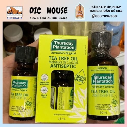 Tinh dầu tràm trà Úc Thursday Plantation tea tree oil nguyên chất 100% 15ml/25ml 50ml