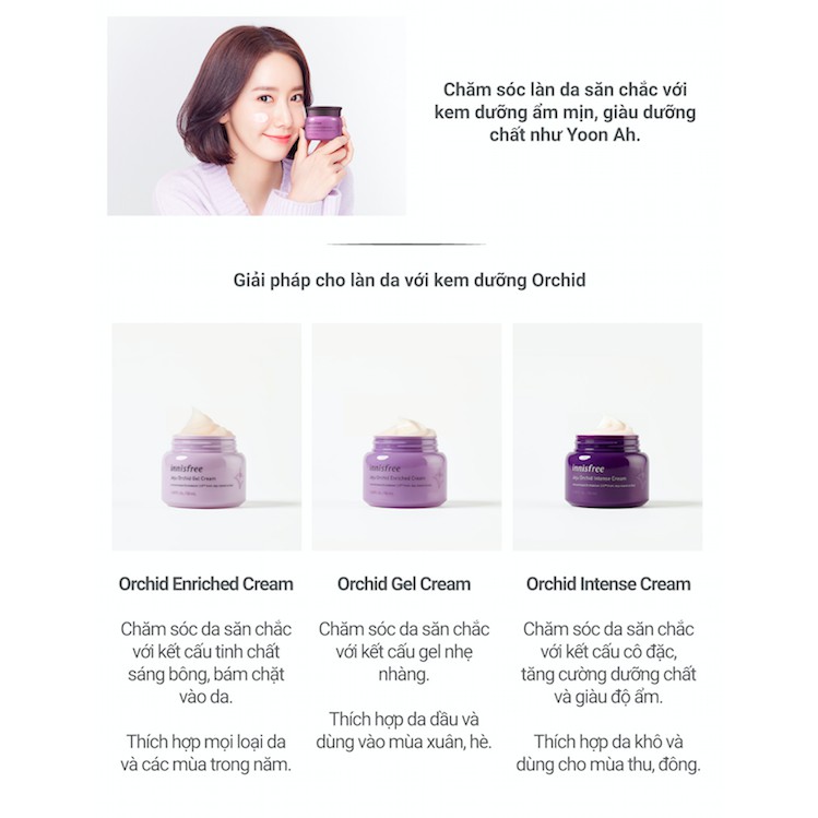 Kem dưỡng giàu dưỡng chất ngăn ngừa lão hóa sớm từ hoa lan Innisfree Jeju Orchid Enriched Cream 50ml