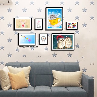 Bộ 7 Khung ảnh treo tường tặng Sơ đồ treo khung và đinh treo tranh chuyên dụng PGC8 Khung Hình Phạm Gia