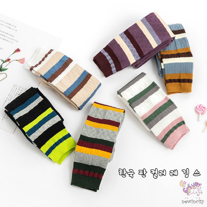 Quần Legging Họa Tiết Kẻ Sọc Màu Tương Phản Dành Cho Bé