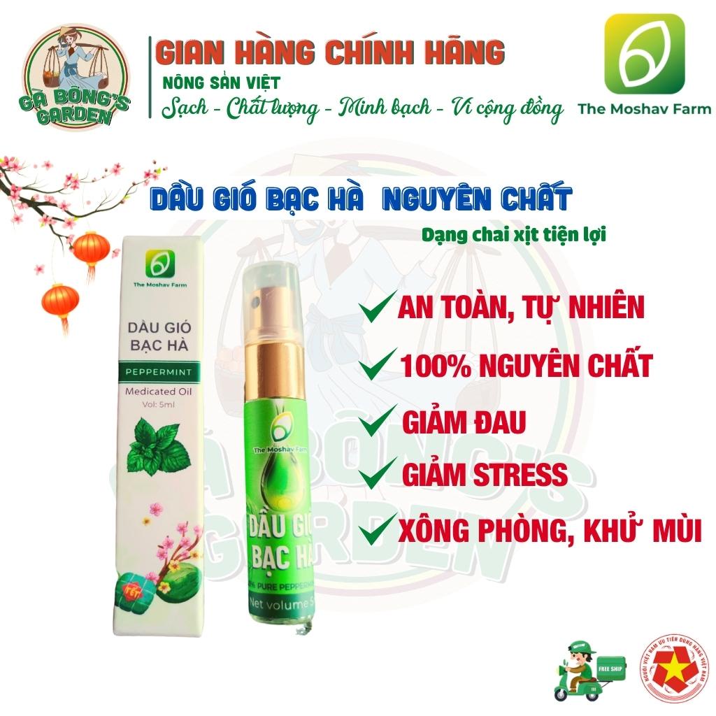 Dầu Gió Bạc Hà Nguyên Chất The Moshav Farm Mát Dịu Thông Mũi Xông Phòng Chai Xịt 5ml