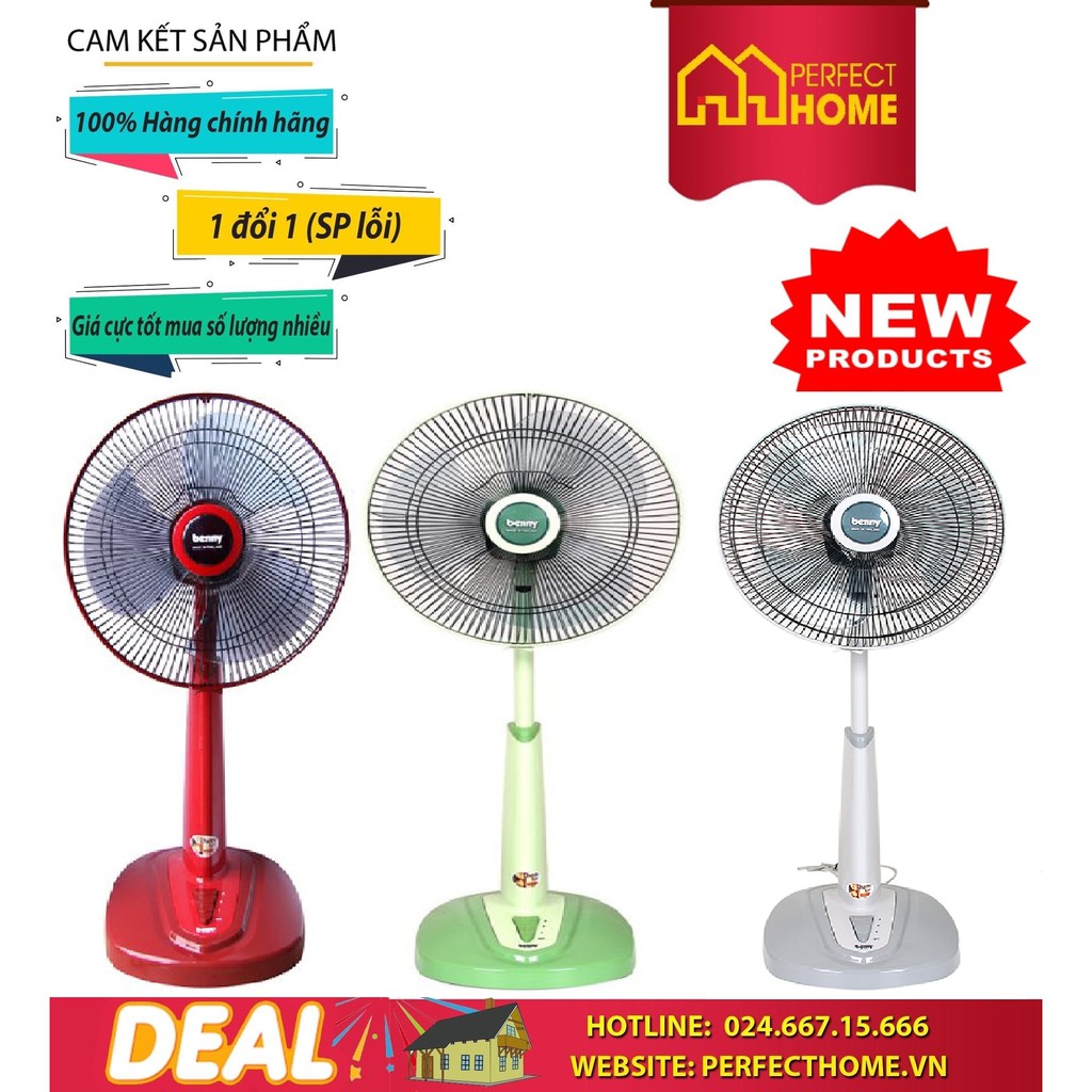 BÃO SALE {Hàng chính hãng} ( Hàng_Chính hãng)Quạt lửng Benny BF-41SL màu hồng, màu xanh, màu ghi, màu đỏ Công suất 60W